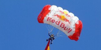 flying parachute with business logo