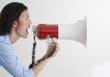 woman talking with megaphone