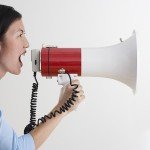 woman talking with megaphone