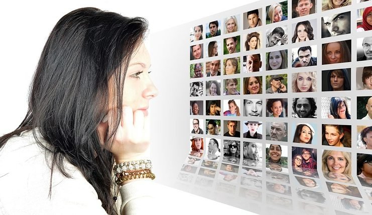 woman on social media sites